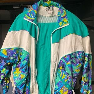 Vintage Jumpsuit Top & Bottom Tracksuit Retro Turquoise size M fits like a L
